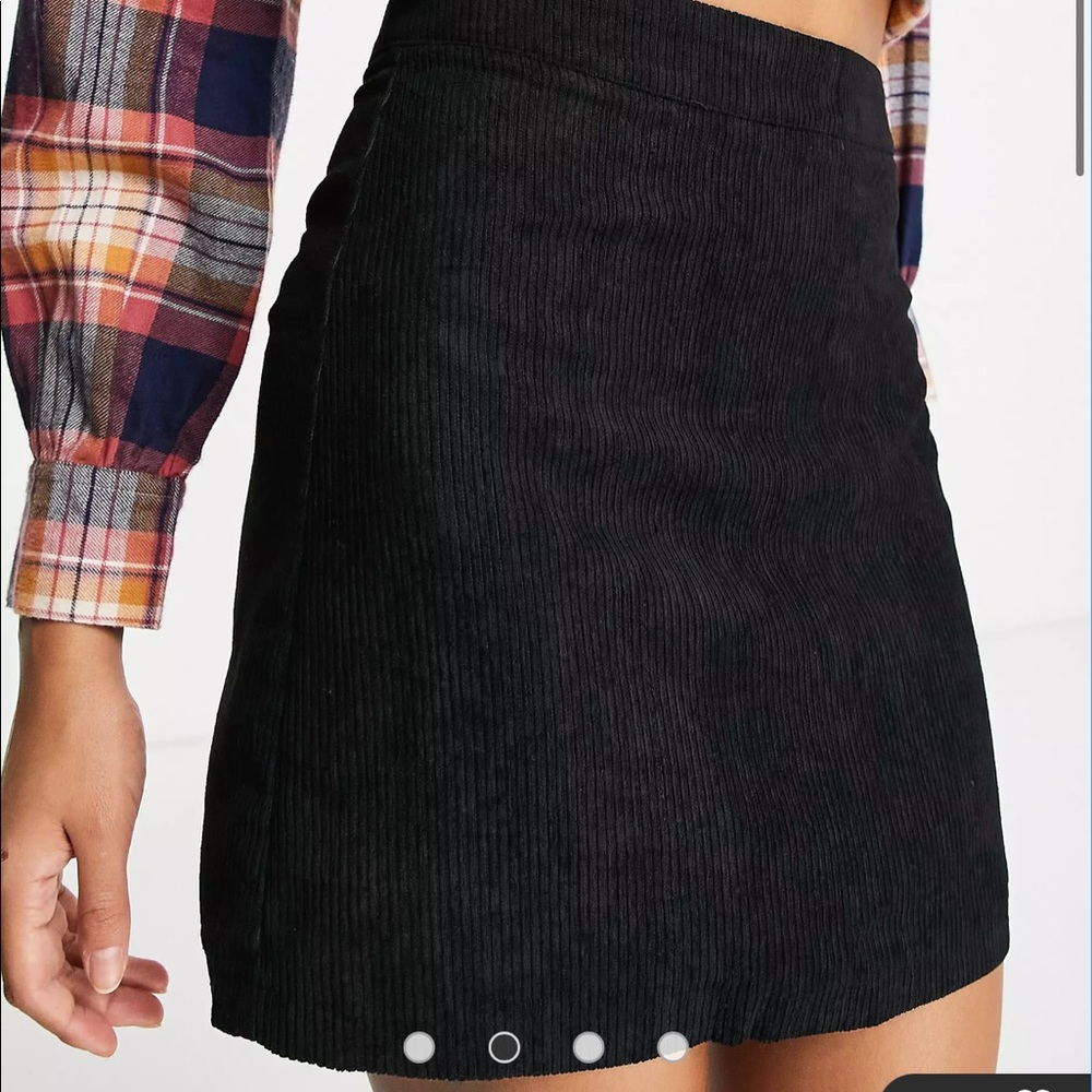 Reclaimed Vintage inspired cord mini skirt in black (sz 6)